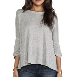 Free People Women’s Top Gray Storyteller Waffle Knit Open Back Oversized | Small